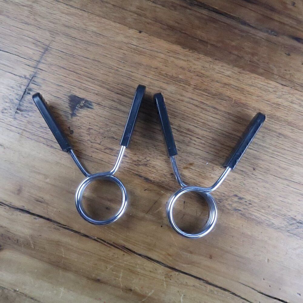 BARBELL CLAMPS 2IN STAINLESS STEEL WEIGHT CLIPS FITNESS BAR CLIPS SPRING COLLAR - Picture 2 of 2